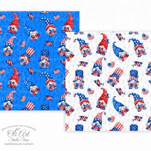 Patriotic Gnomes. 4th Of July, Independence Day seamless patterns.