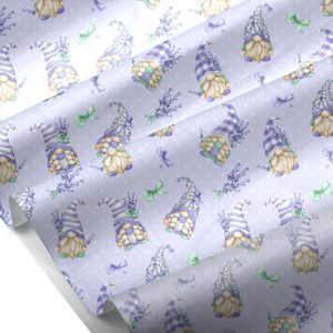 Gnomes & lavender Digital paper, cute characters seamless patterns