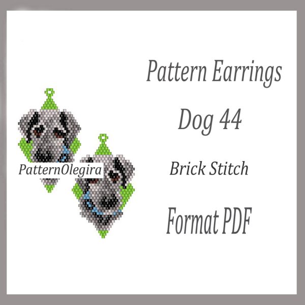 DOG 44 Earrings bead patterns PDF file Beading patterns Beading earrings Beading dogs Olegirabeadpatterns