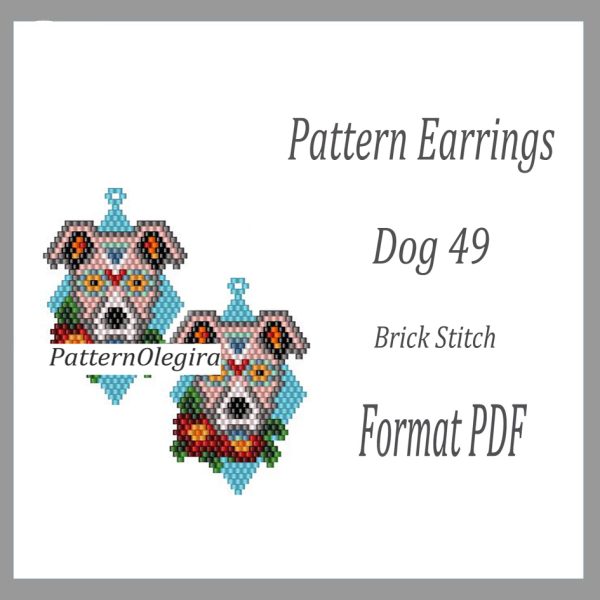 DOG 49 Earrings bead patterns PDF file Beading patterns Beading earrings Beading dogs Olegirabeadpatterns
