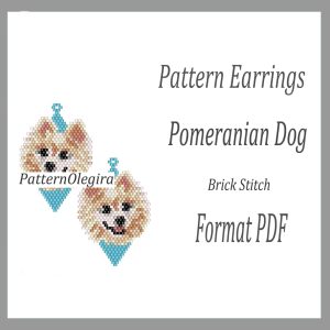 Pomeranian Dog Earrings bead patterns PDF file Beading patterns Beading earrings Beading dogs Olegirabeadpatterns