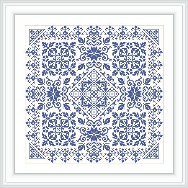 Cross-stitch digital pattern small sampler Snowflake 1