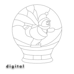 Handmade Marketplace 551 Christmas Snowman Pattern, Christmas Snow Globe Stained Glass Pattern, Stained Glass Window