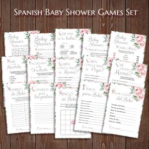 Peony Spanish Baby Shower Games Juegos de Baby Shower Printable