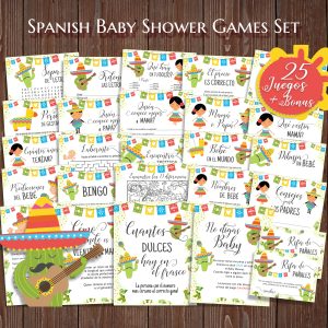 Fiesta Bilingual Baby Shower Games English Spanish Bundle
