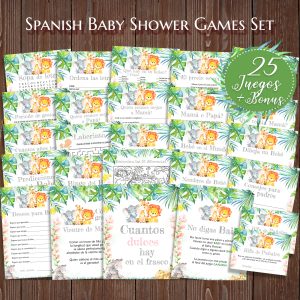 Safari Spanish Baby Shower Games Juegos de Baby Shower
