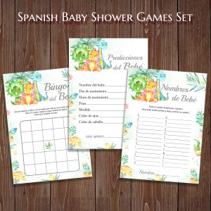 Dinosaur Spanish Baby Shower Games Juegos de Baby Shower