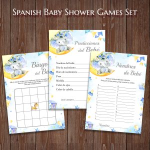 Boy Elephant Spanish Baby Shower Games Juegos de Baby Shower