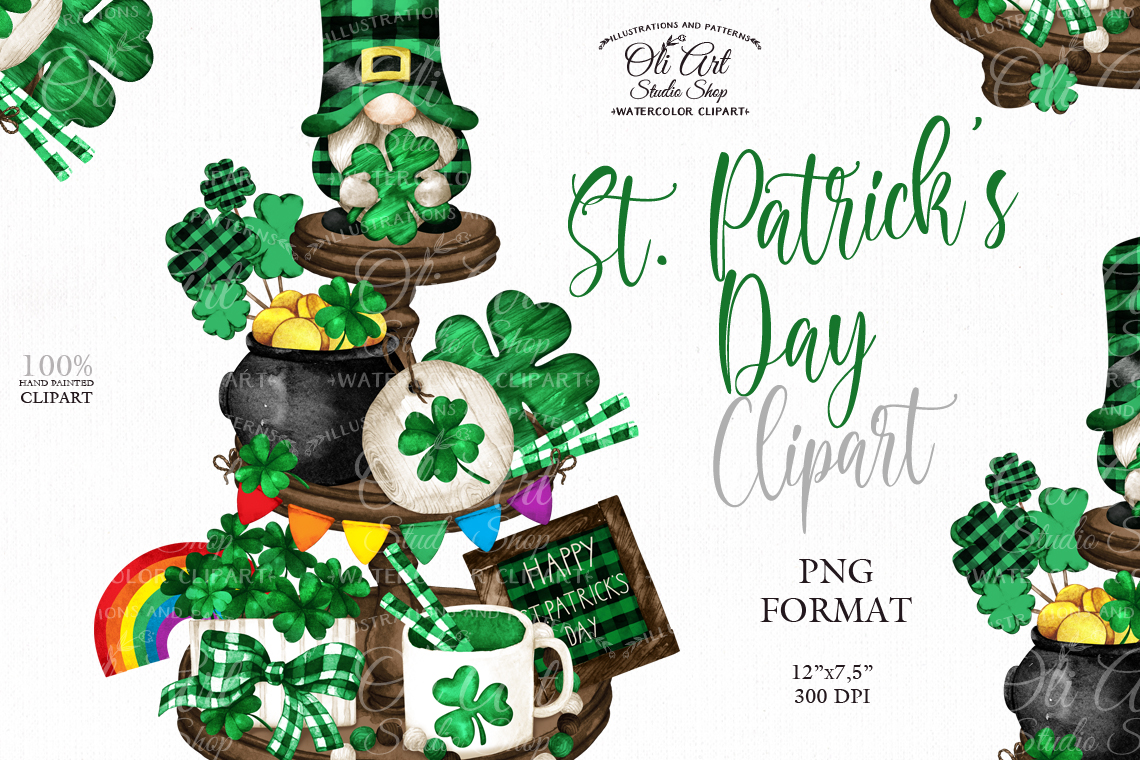 Watercolor Patrick's Day Clipart St Patty's Day Clipart