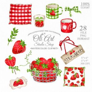 Strawberry decor clipart summer designs png hand drawn graphics