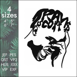 Travis Scott face Embroidery Design, astroworld rap DST, 4 sizes