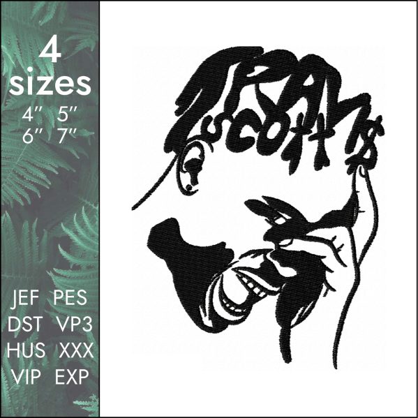 Travis Scott face Embroidery Design, astroworld rap DST, 4 sizes