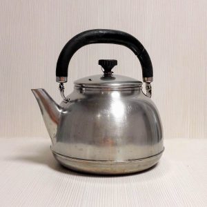 Vintage Soviet Stainless Steel Teapot. Old Silver Metal Tea Pot