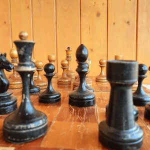 Soviet Chess Set Made 1984 Roman Warriors and Wooden 20 Inch 