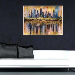 New York city painting 16*23″ gold decor by Yalozik