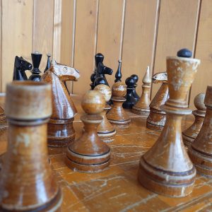 old wooden Soviet chess set Baku 1963