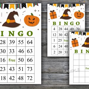 Halloween bingo cards,Halloween bingo game,Halloween Party,60 Printable card,INSTANT DOWNLOAD-40