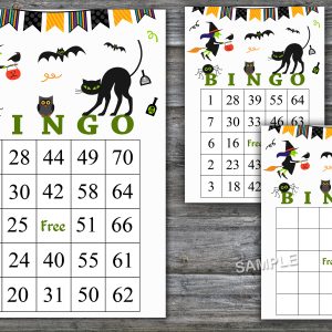 Halloween bingo cards,Halloween bingo game,Halloween Party,60 Printable card,INSTANT DOWNLOAD-39