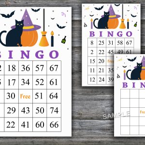 Halloween bingo cards,Halloween bingo game,Halloween Party,60 Printable card,INSTANT DOWNLOAD-42