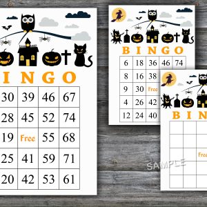 Halloween bingo cards,Halloween bingo game,Halloween Party,60 Printable card,INSTANT DOWNLOAD-43