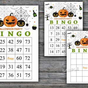 Halloween bingo cards,Halloween bingo game,Halloween Party,60 Printable card,INSTANT DOWNLOAD-44