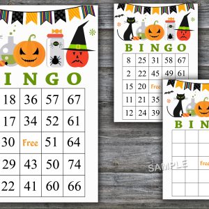 Halloween bingo cards,Halloween bingo game,Halloween Party,60 Printable card,INSTANT DOWNLOAD-45