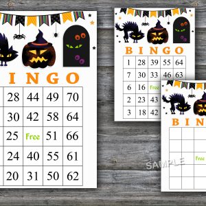 Halloween bingo cards,Halloween bingo game,Halloween Party,60 Printable card,INSTANT DOWNLOAD-47