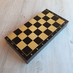 Home 596 Soviet carbolite chess board only – vintage hard chess box beige black squares