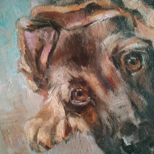 (SOLD) Little German Shepherd Puppy Oil Painting