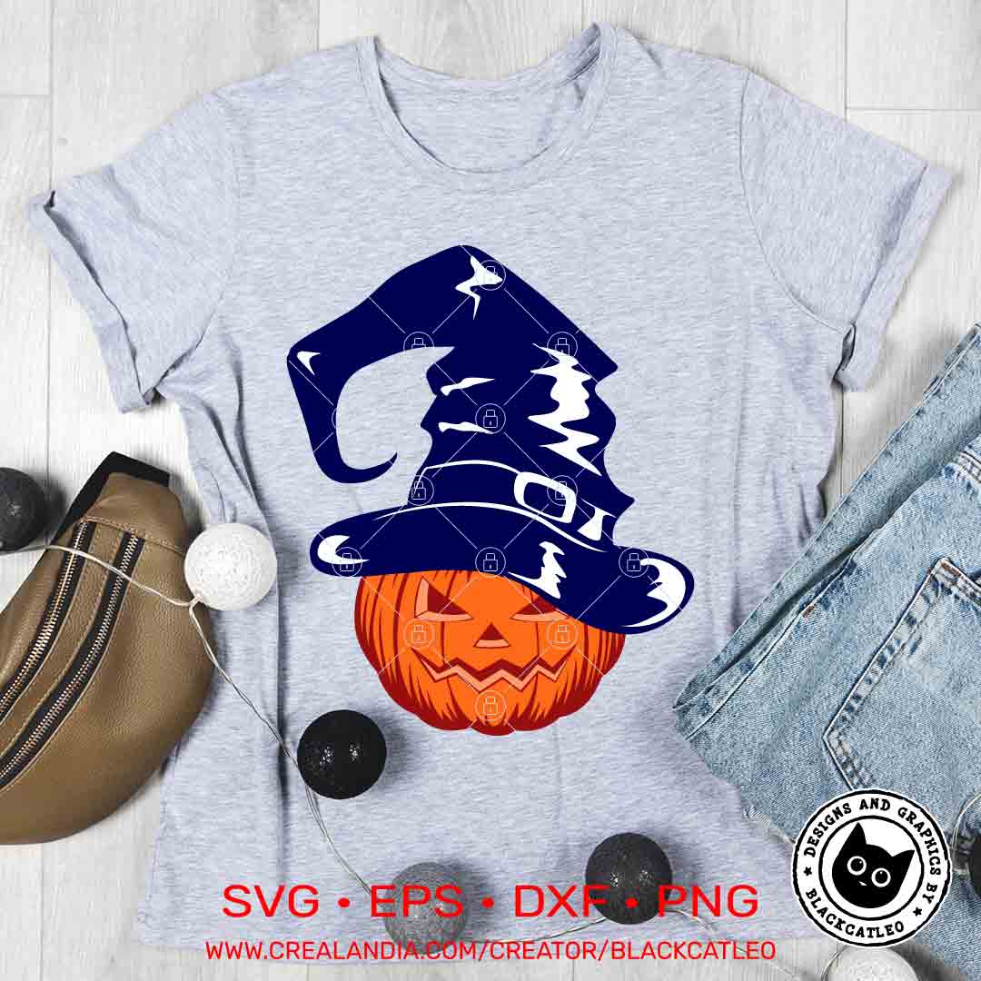 Halloween pumpkins in witch hat bundle svg, png, eps, dxf 2 Halloween pumpkin in hat t shirt