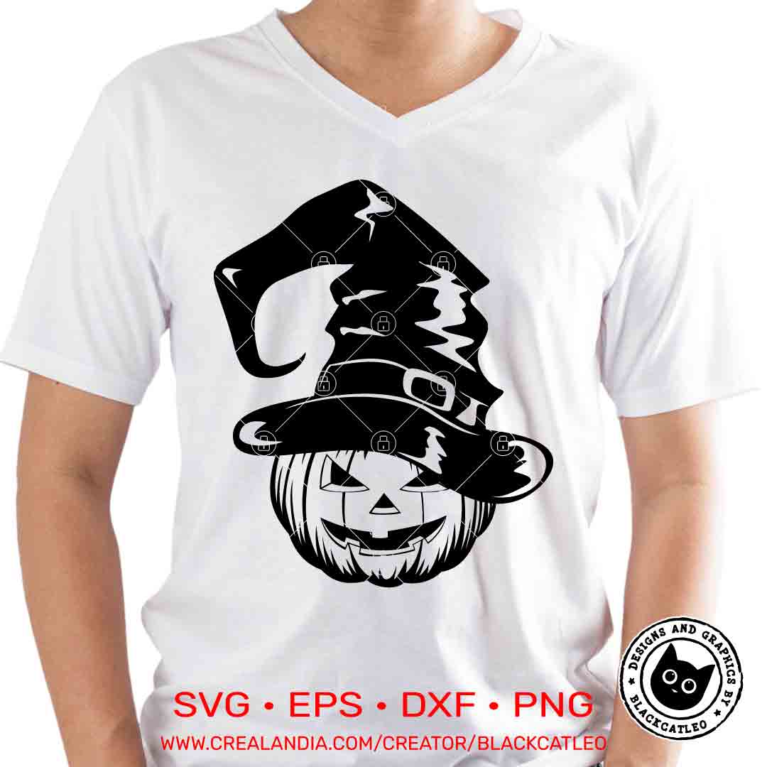 Halloween pumpkins in witch hat bundle svg, png, eps, dxf 4 Halloween pumpkin in hat t shirt
