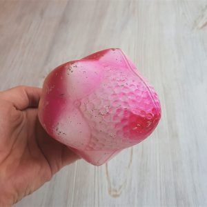 Raspberry glass Soviet Christmas Tree ornament – vintage Russian New Year decor