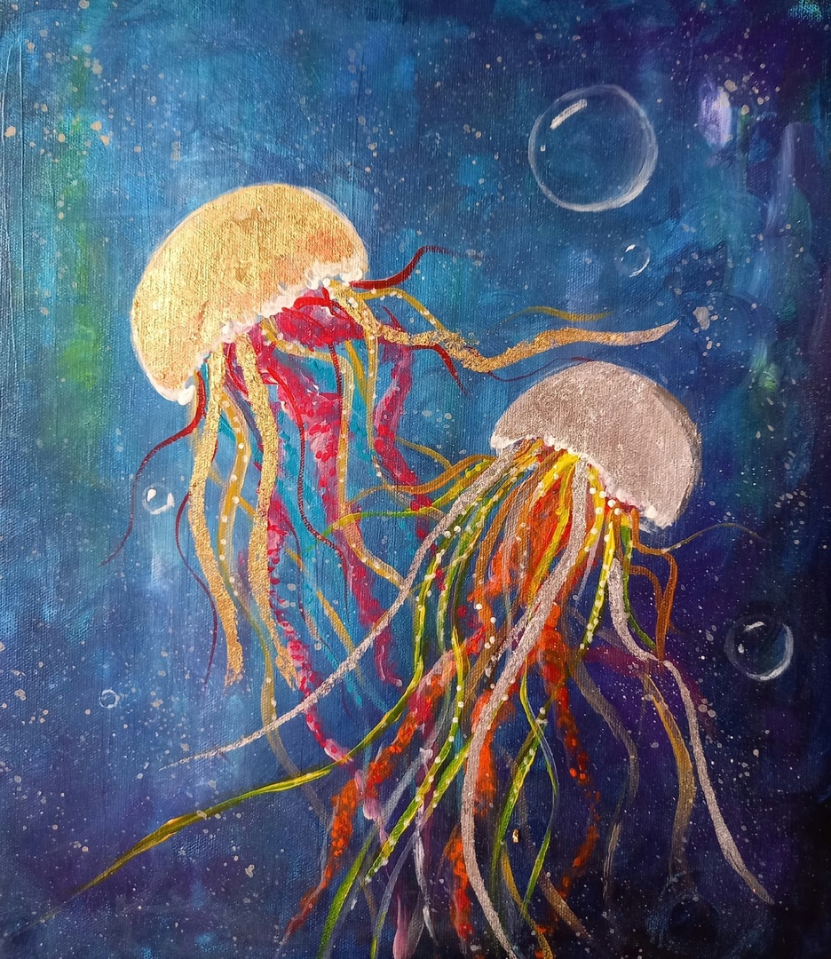 Jellyfish painting on canvas 14*16