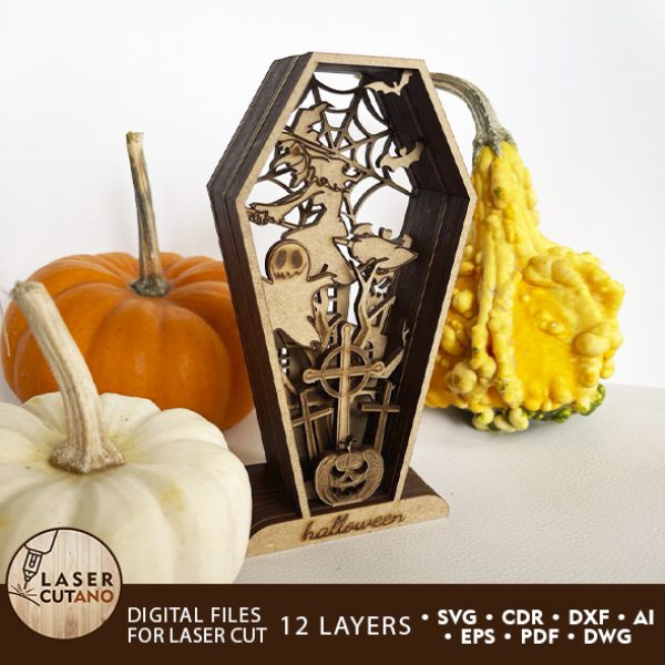 HALLOWEEN COFFIN Wood Decor For Halloween