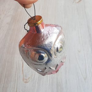 Old Soviet glass Christmas ornament Owl – Russian vintage New Year Tree toy decor