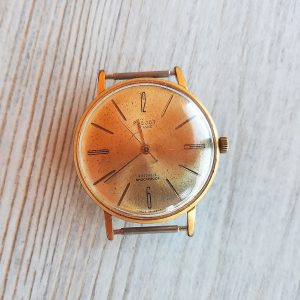 Soviet mens watch Poljot de luxe – Au 20 gold plates wind up wristwatch 23 jewels
