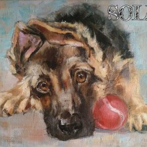puppy oil painting