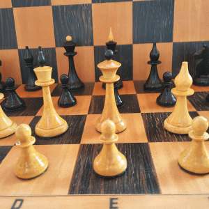 wooden chessmen russian queens gambit