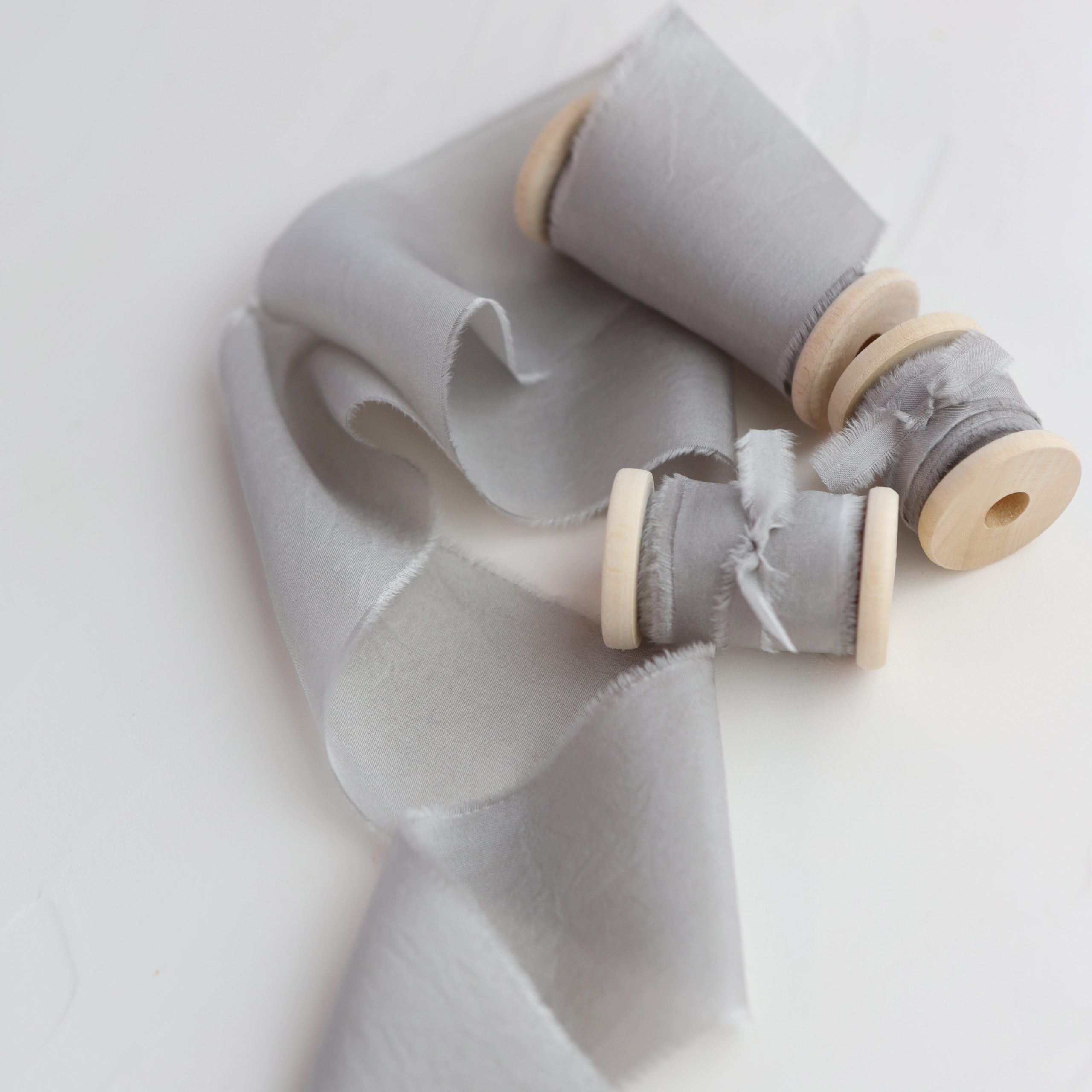 Dusty Blue Hand Dyed Silk Ribbon - KrasnovaSilk