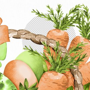 Watercolor Easter clipart basket, Cute Eggs, Hand Drawn graphics