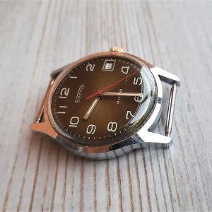 Vostok khaki dial mens watch vintage – Soviet wind up small wrist watch USSR