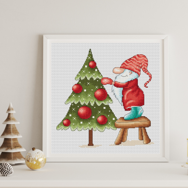 Christmas gnome cross stitch pattern PDF, holiday cross stitch