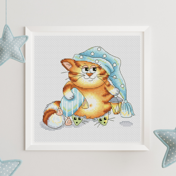 Cute cat cross stitch pattern PDF, kitten cross stitch pattern