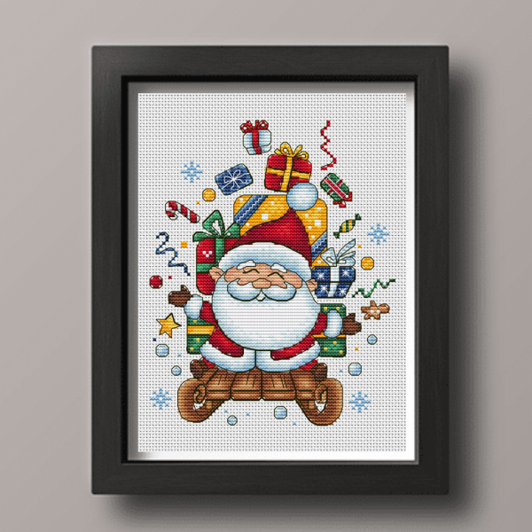 Funny Santa cross stitch pattern PDF, Christmas cross stitch
