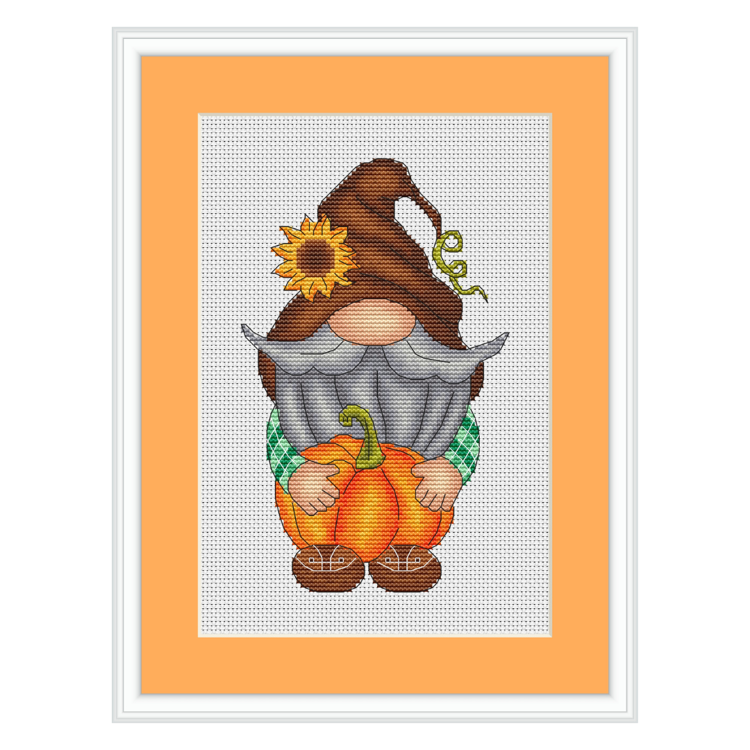 Fall gnome, cross stitch pattern PDF, pumpkin cross stitch 2 Fall gnome, cross stitch pattern PDF, pumpkin cross stitch - Image 2