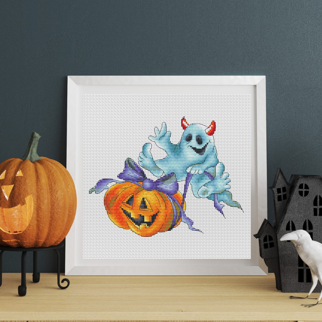Halloween ghost cross stitch pattern PDF, pumpkin cross stitch 1 Halloween ghost cross stitch pattern PDF, pumpkin cross stitch
