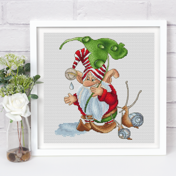 Charming gnome cross stitch pattern PDF, cute gnome cross stitch
