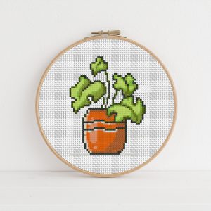 Monstera cross stitch pattern PDF