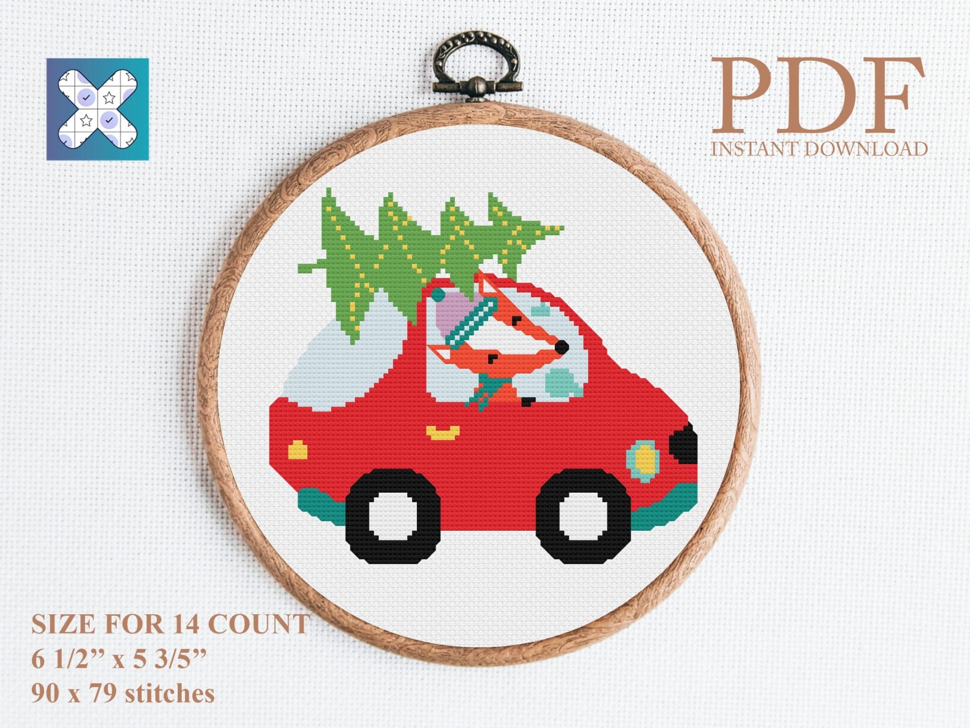 Christmas truck Merry Christmas cross stitch pattern 2