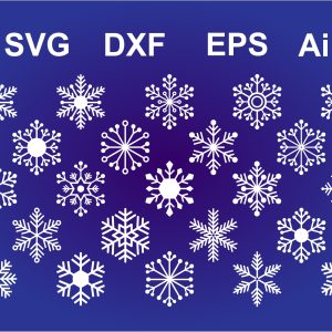 9 Unique Snowflakes, Vector Snowflakes, EPS Snowflakes, Svg Cut